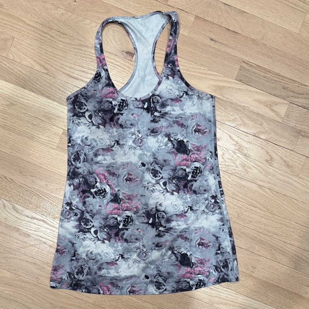 Lululemon Athletica Floral Racerback Tank - Gray and Pink